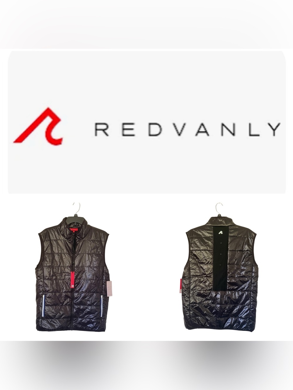 NWT $275 Redvanly Men M Winslow puffer vest athletic luxury Lightwarm Black Golf